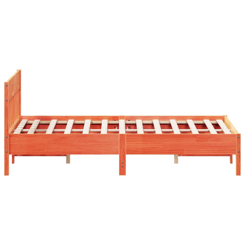 Bed Frame without Mattress Wax Brown 140x200 cm Solid Wood Pine