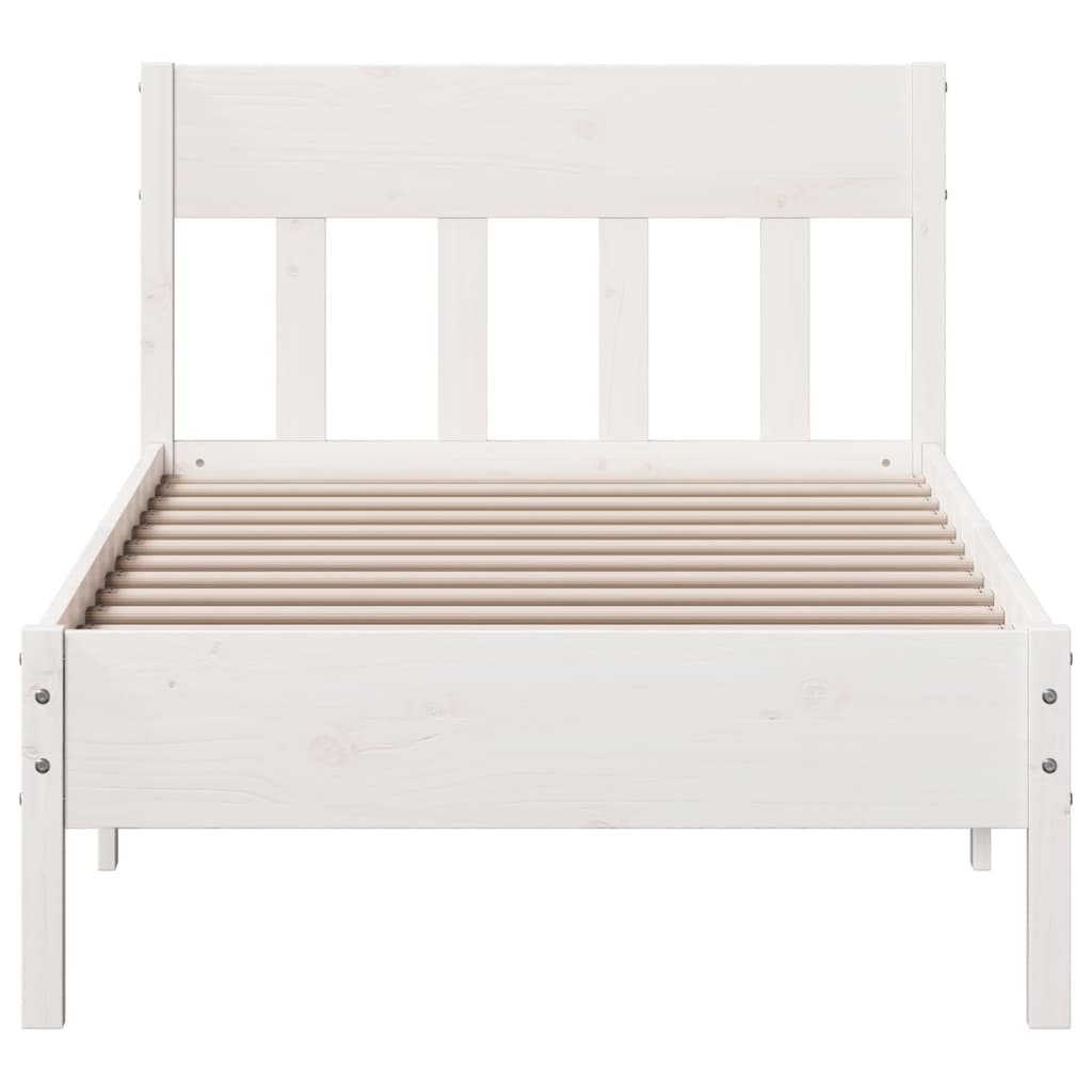 Bed Frame without Mattress White 100x200 cm Solid Wood Pine