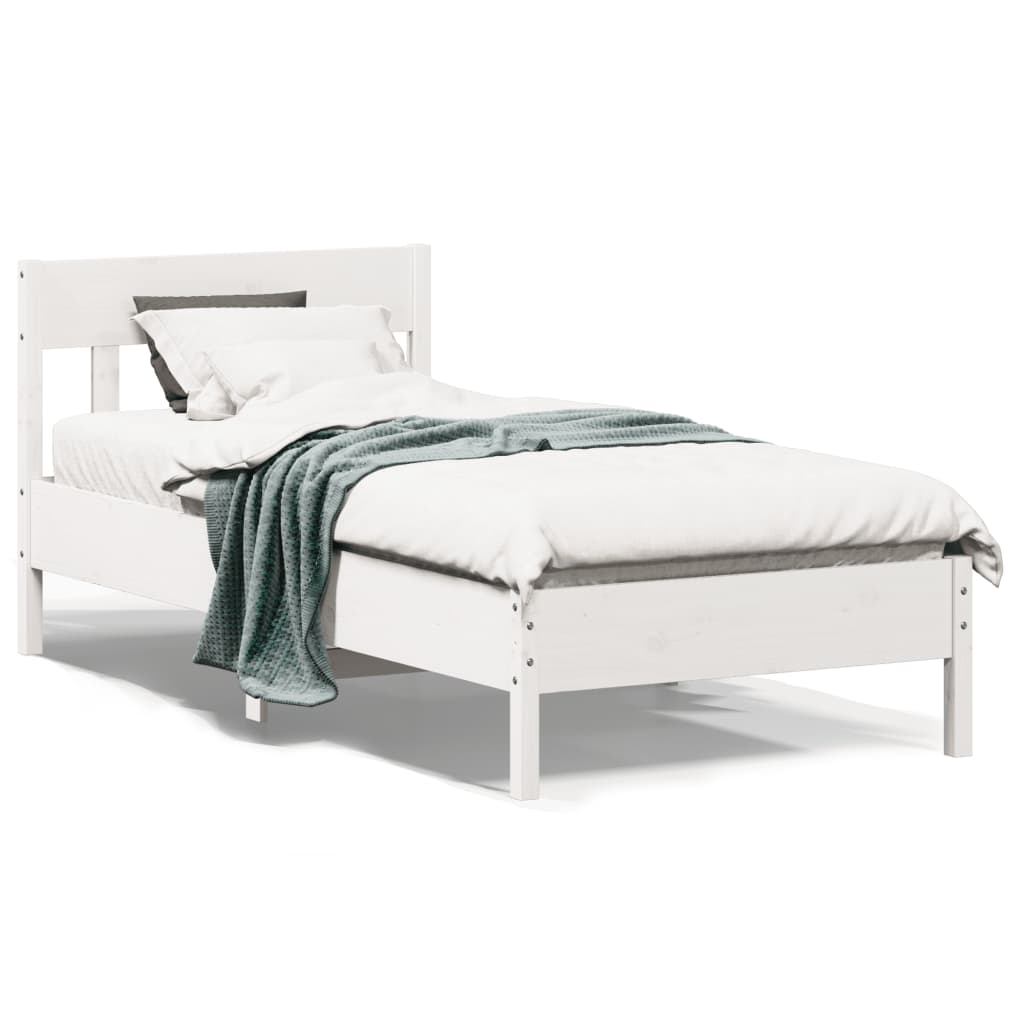 Bed Frame without Mattress White 90x200 cm Solid Wood Pine