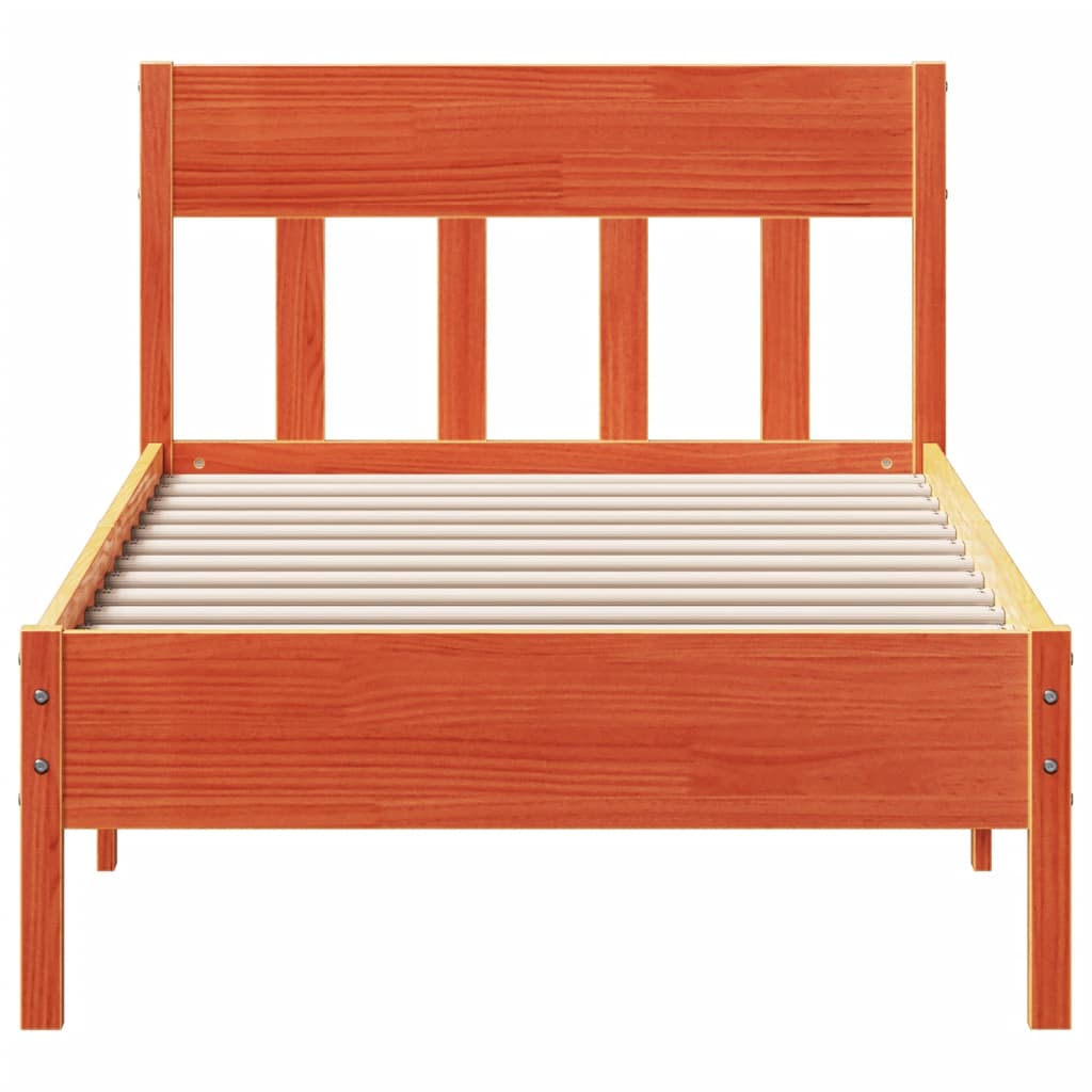 Bed Frame without Mattress Wax Brown 90x200 cm Solid Wood Pine