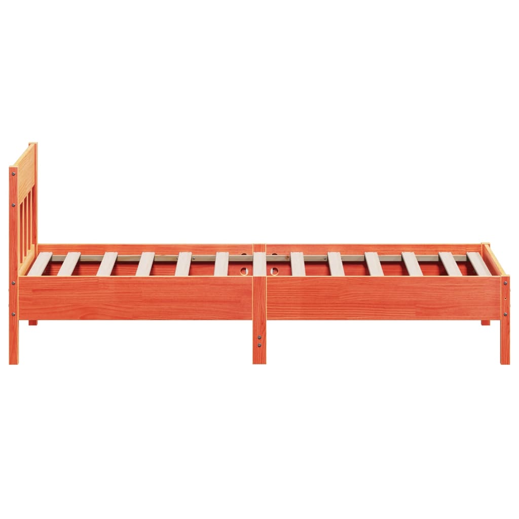 Bed Frame without Mattress Wax Brown 90x200 cm Solid Wood Pine