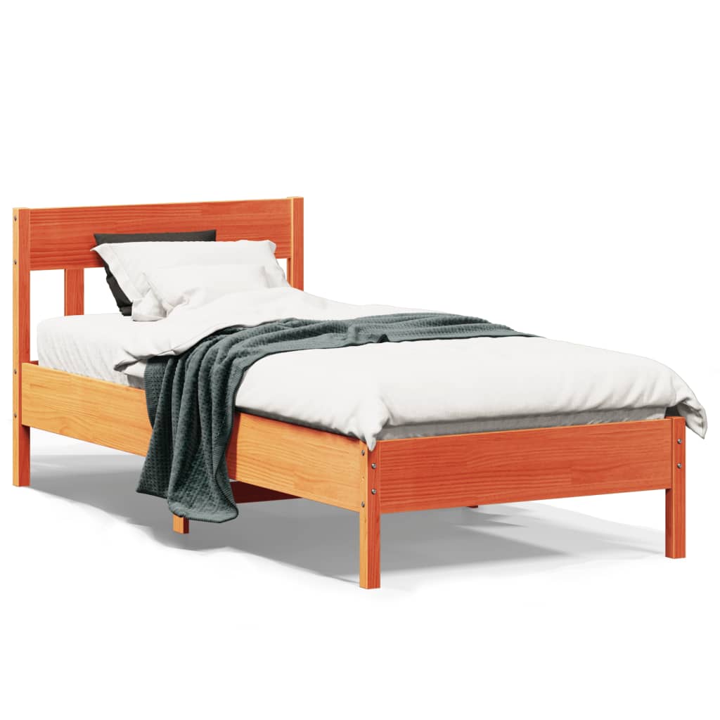 Bed Frame without Mattress Wax Brown 90x200 cm Solid Wood Pine