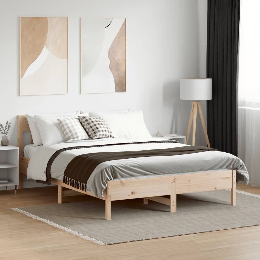 Bed Frame without Mattress 140x190 cm Solid Wood Pine