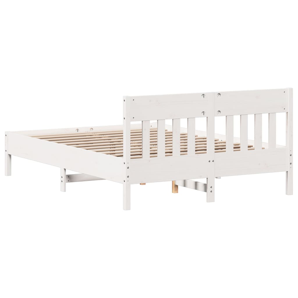 Bed Frame without Mattress White 140x190 cm Solid Wood Pine
