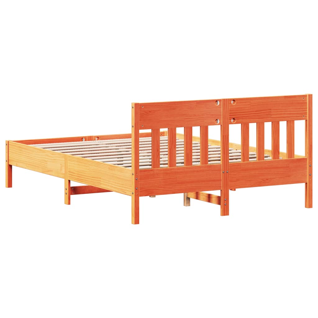 Bed Frame without Mattress Wax Brown 140x190 cm Solid Wood Pine