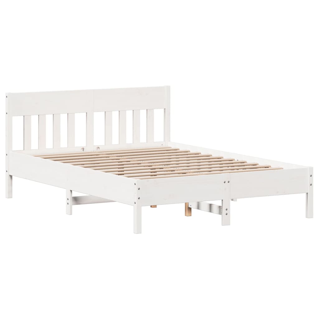 Bed Frame without Mattress White 135x190 cm Double Solid Wood Pine