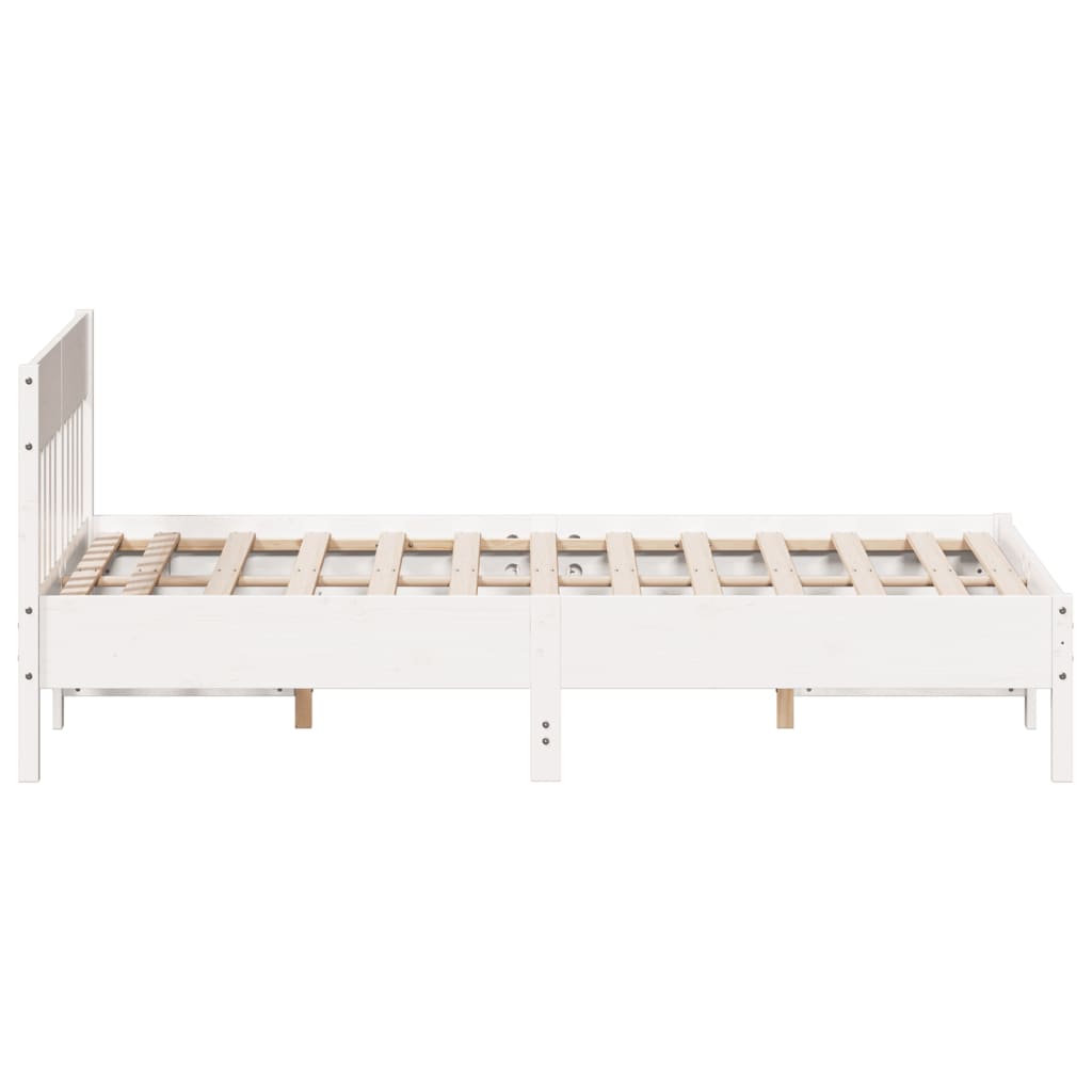 Bed Frame without Mattress White 135x190 cm Double Solid Wood Pine
