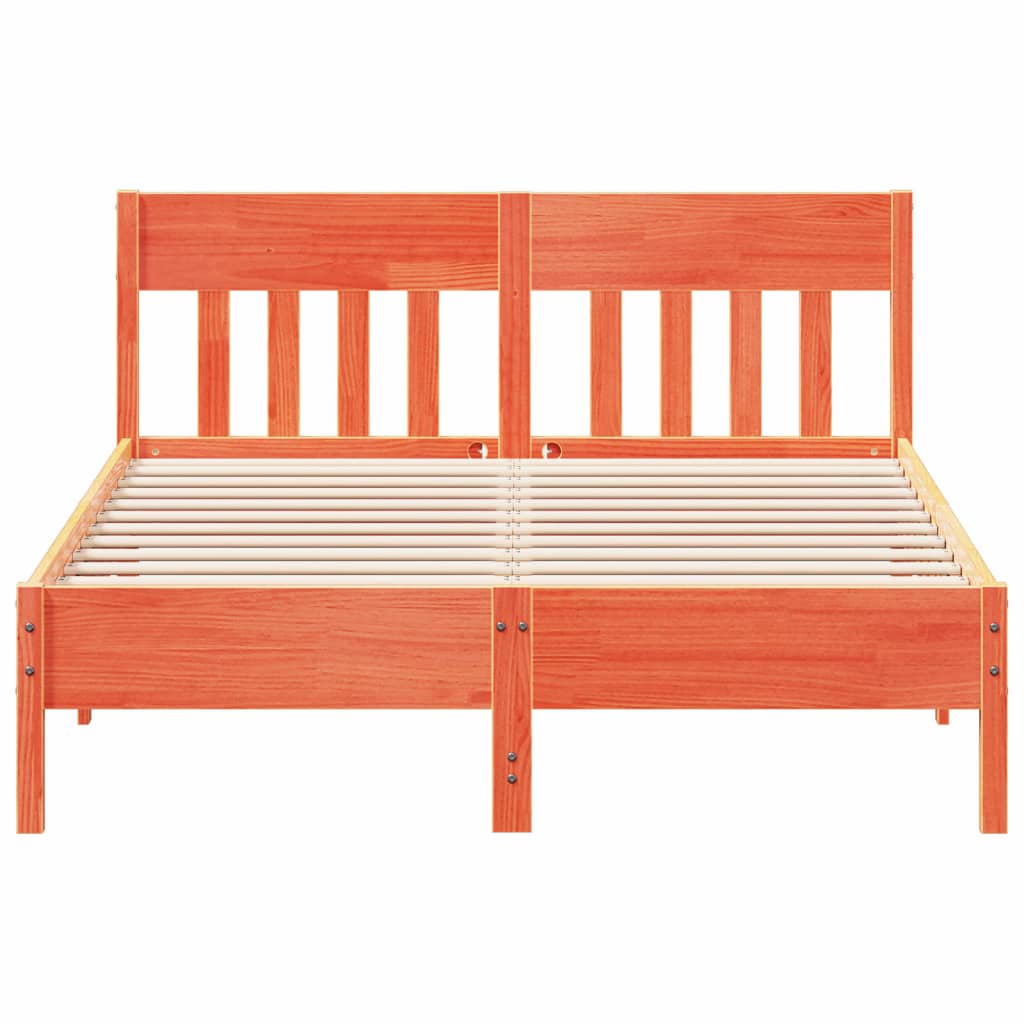 Bed Frame without Mattress Wax Brown 135x190 cm Double Solid Wood Pine