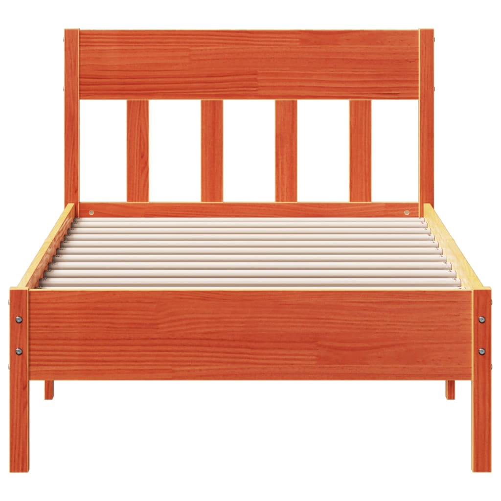 Bed Frame without Mattress Wax Brown 90x190 cm Single Solid Wood Pine