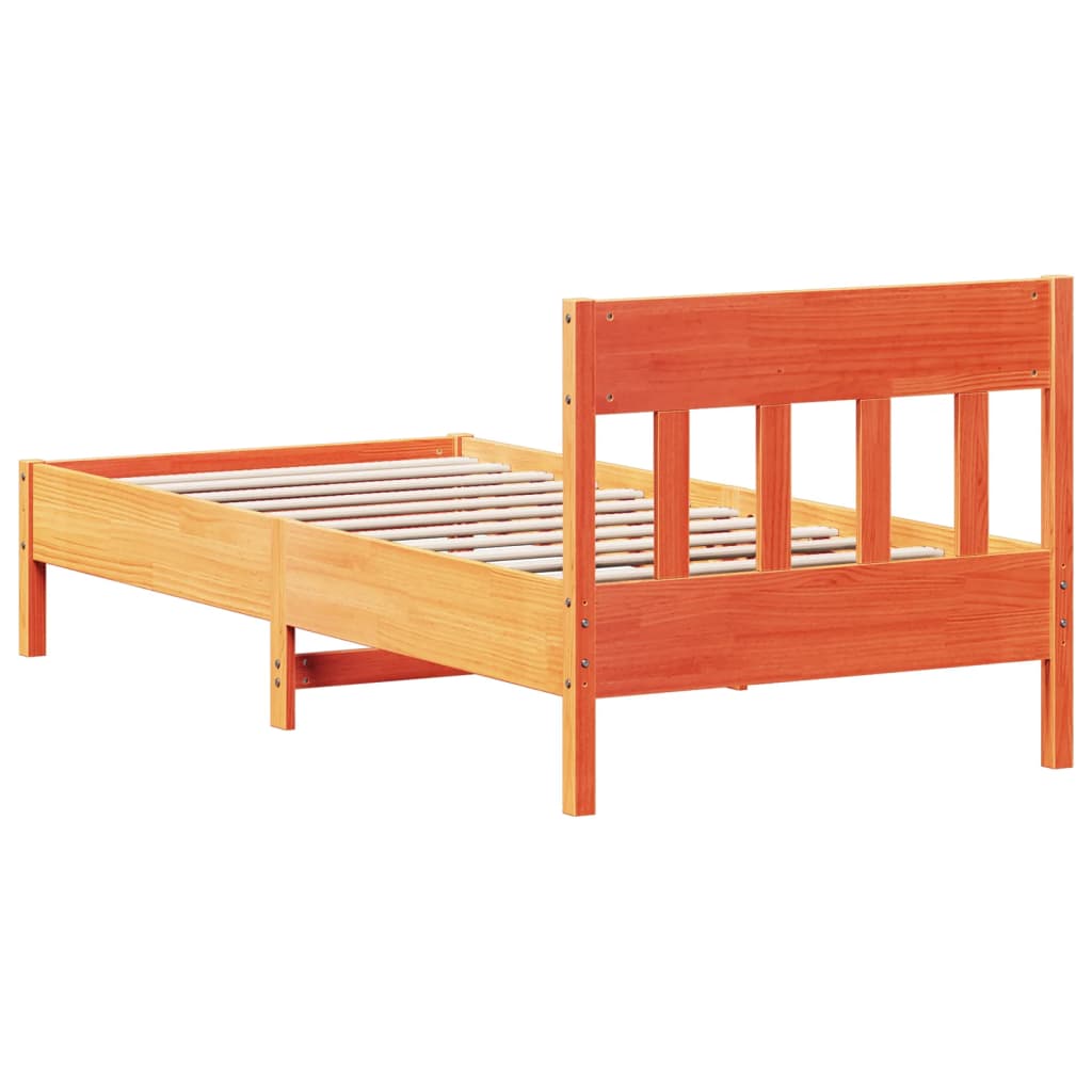 Bed Frame without Mattress Wax Brown 90x190 cm Single Solid Wood Pine