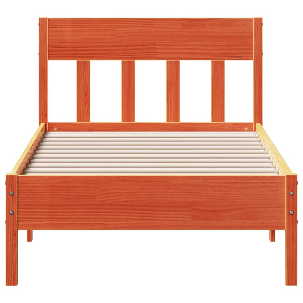 Bed Frame without Mattress Wax Brown 75x190 cm Small Single Solid Wood Pine