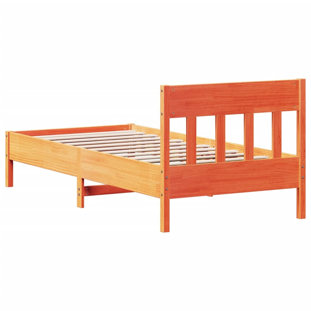 Bed Frame without Mattress Wax Brown 75x190 cm Small Single Solid Wood Pine