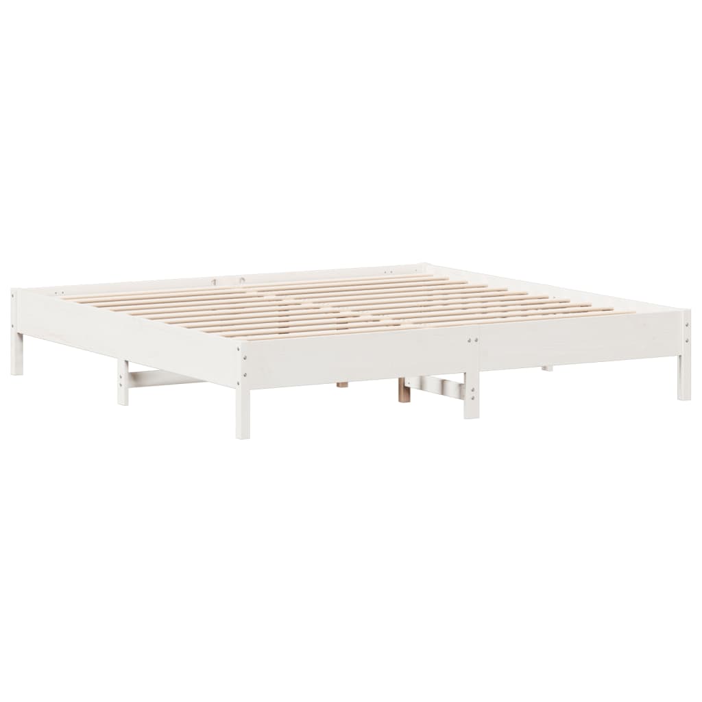 Bed Frame without Mattress White 200x200 cm Solid Wood Pine