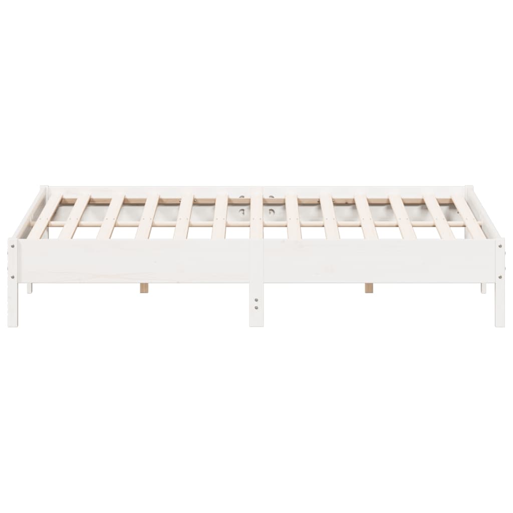 Bed Frame without Mattress White 200x200 cm Solid Wood Pine