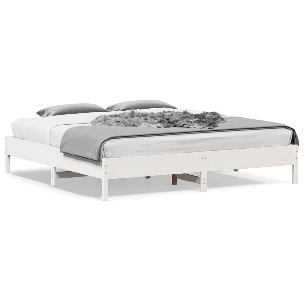 Bed Frame without Mattress White 200x200 cm Solid Wood Pine