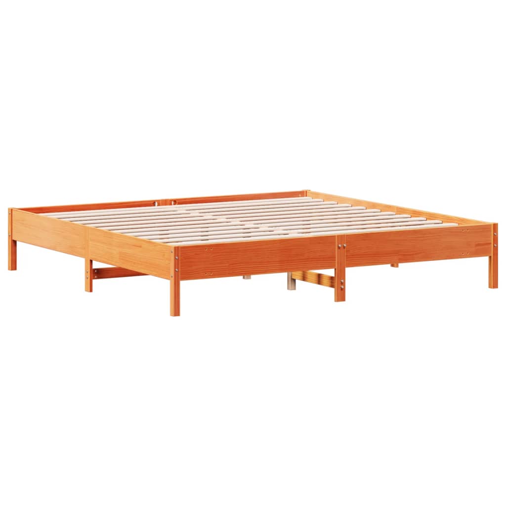 Bed Frame without Mattress Wax Brown 180x200 cm Super King Solid Wood Pine