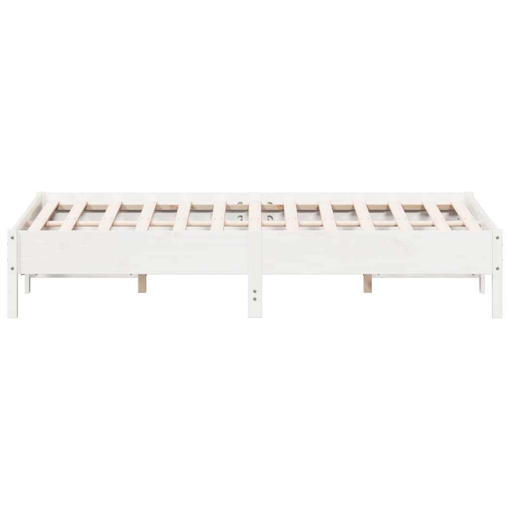 Bed Frame without Mattress White 150x200 cm King Size Solid Wood Pine