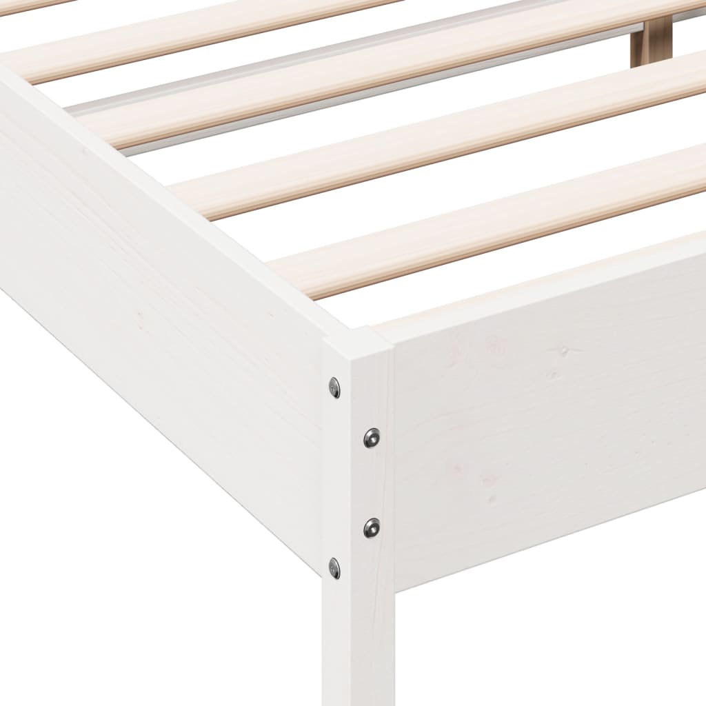 Bed Frame without Mattress White 150x200 cm King Size Solid Wood Pine