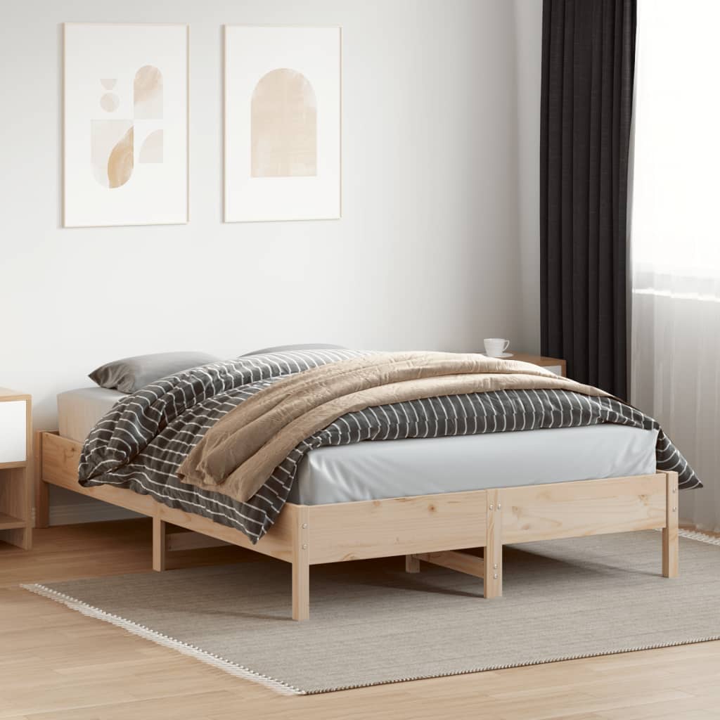 Bed Frame without Mattress 140x200 cm Solid Wood Pine