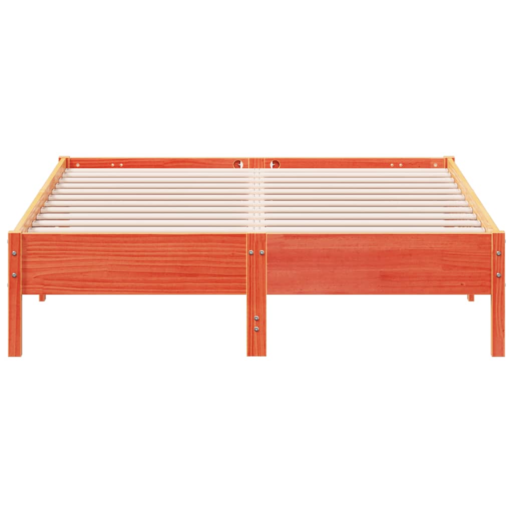 Bed Frame without Mattress Wax Brown 140x200 cm Solid Wood Pine