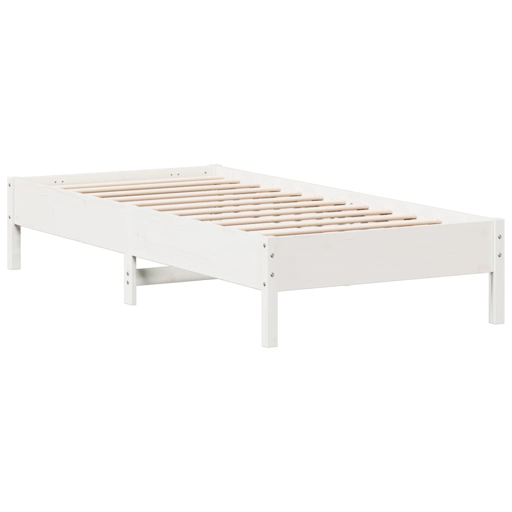 Bed Frame without Mattress White 100x200 cm Solid Wood Pine