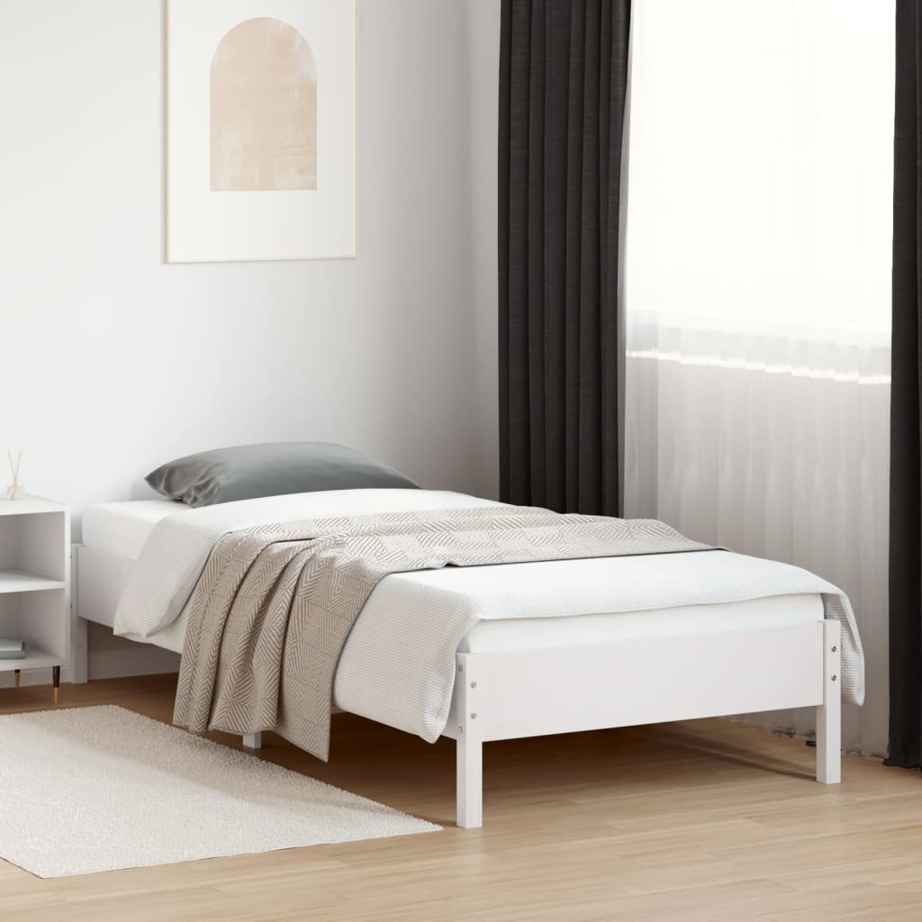 Bed Frame without Mattress White 100x200 cm Solid Wood Pine