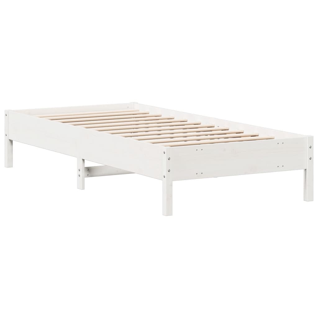 Bed Frame without Mattress White 100x200 cm Solid Wood Pine