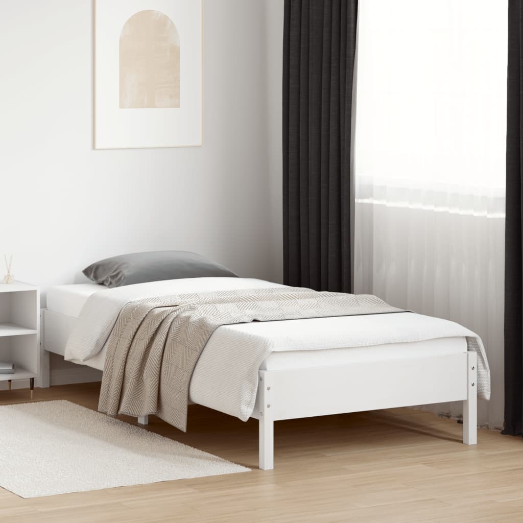 Bed Frame without Mattress White 90x200 cm Solid Wood Pine
