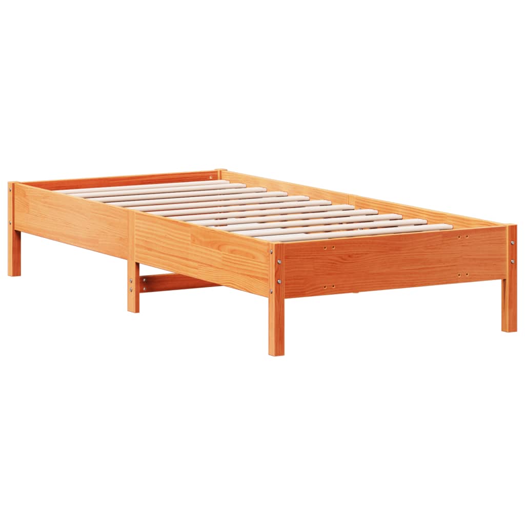 Bed Frame without Mattress Wax Brown 90x200 cm Solid Wood Pine