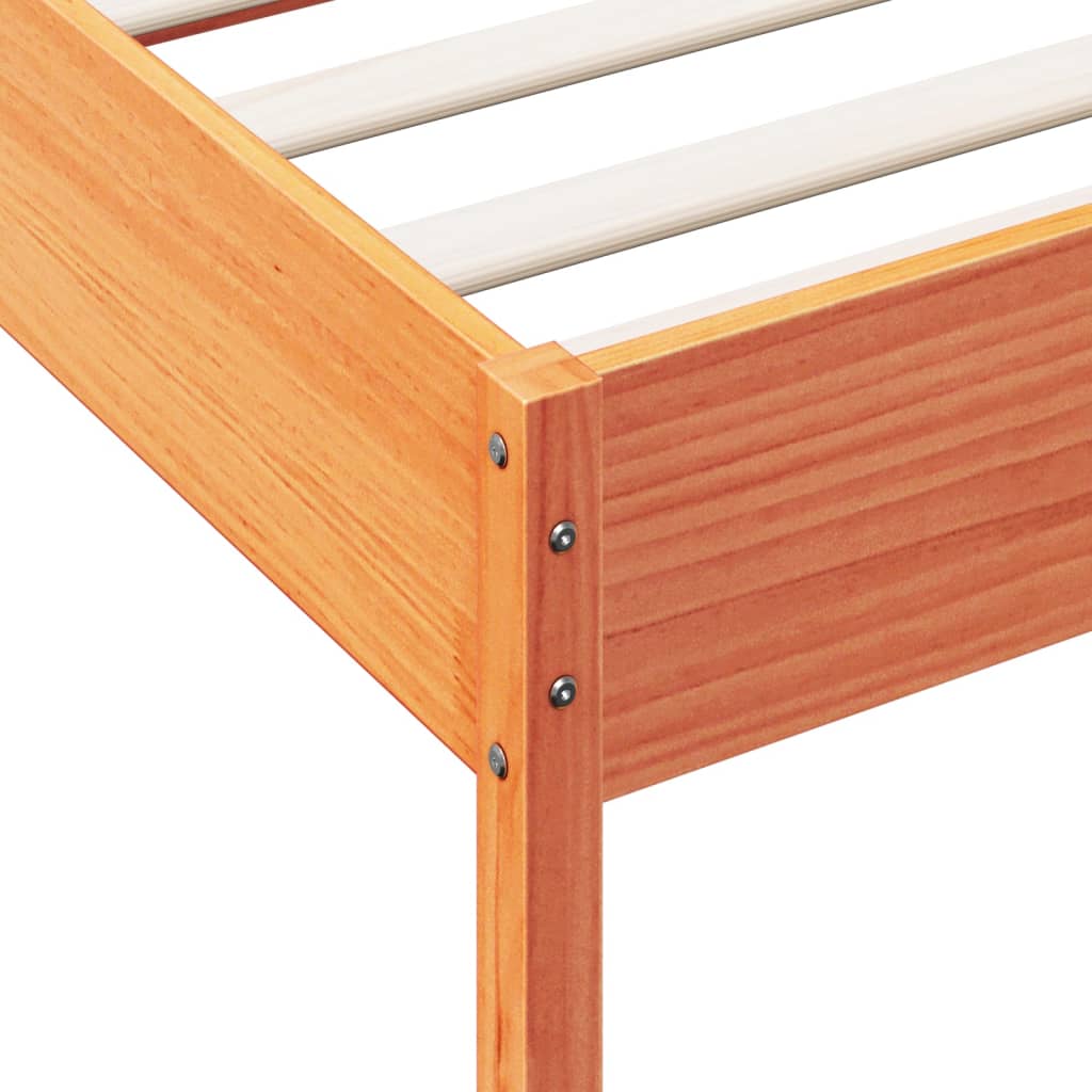 Bed Frame without Mattress Wax Brown 90x200 cm Solid Wood Pine