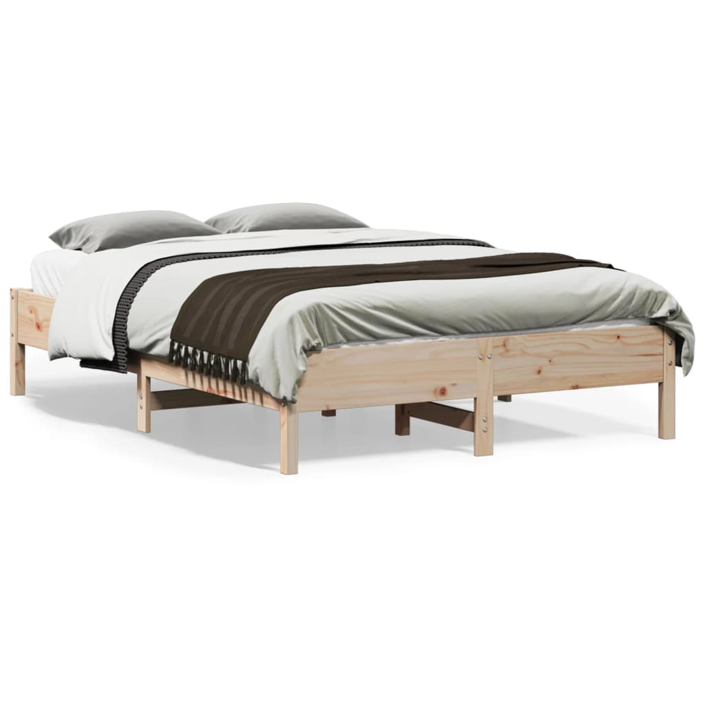 Bed Frame without Mattress 135x190 cm Double Solid Wood Pine