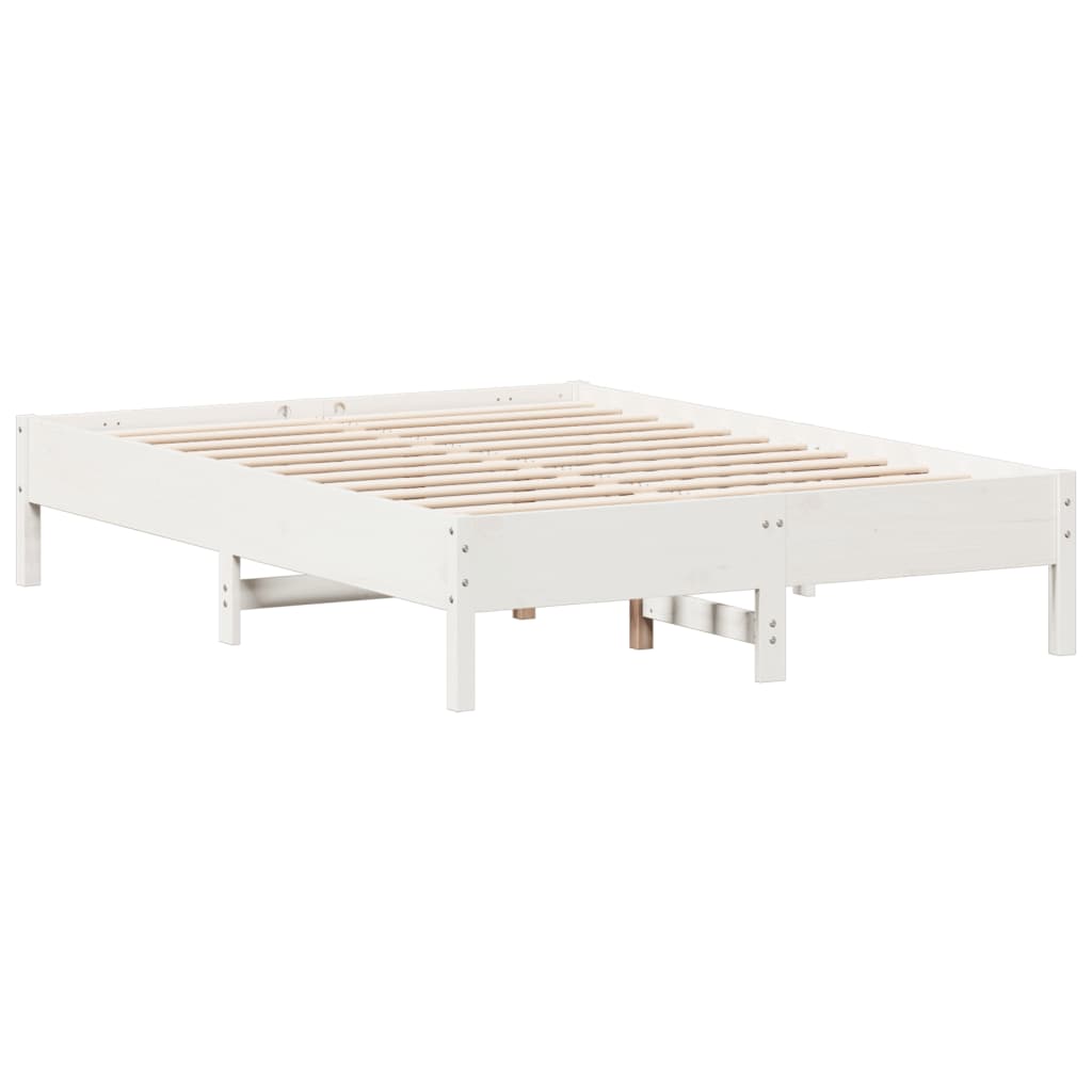 Bed Frame without Mattress White 135x190 cm Double Solid Wood Pine