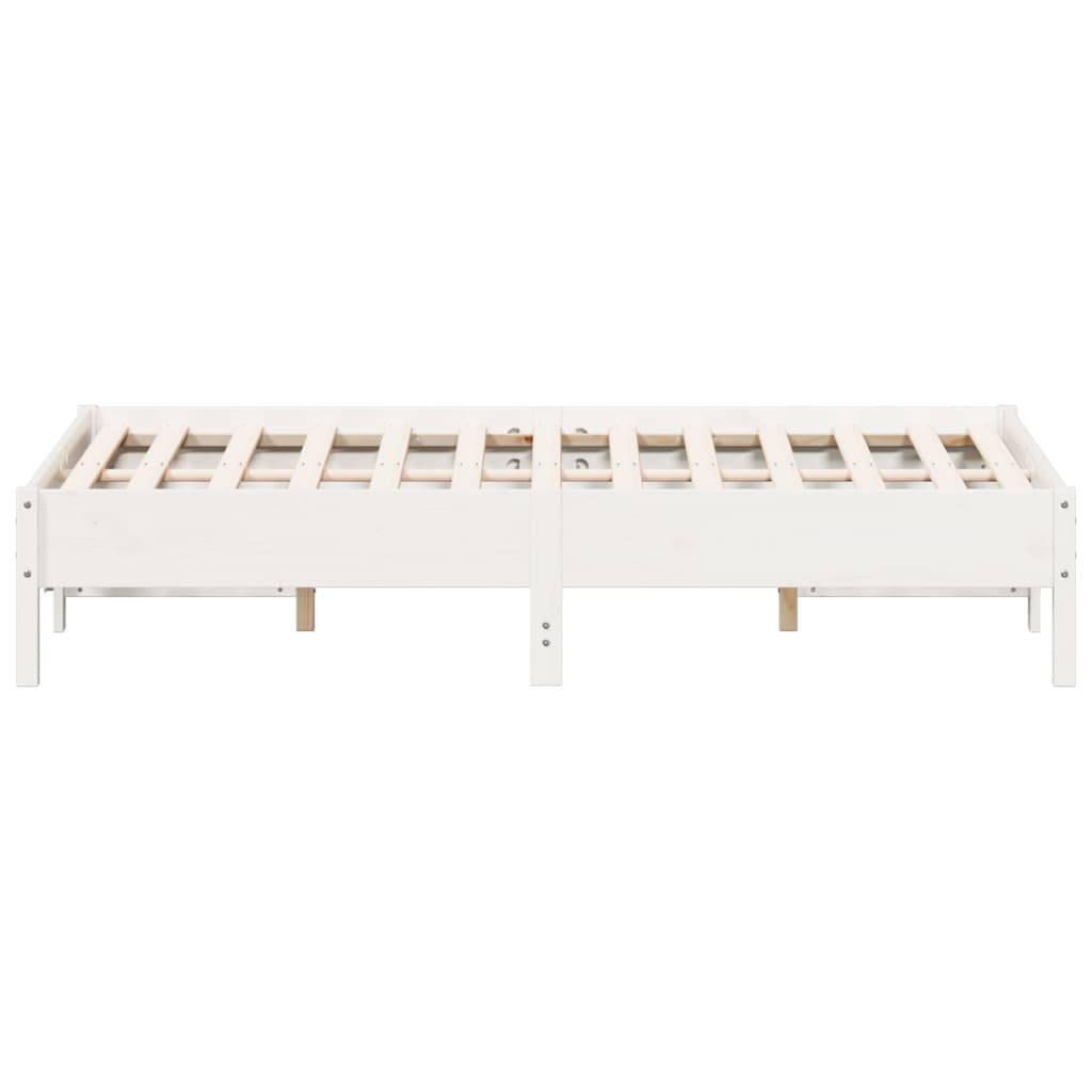 Bed Frame without Mattress White 135x190 cm Double Solid Wood Pine