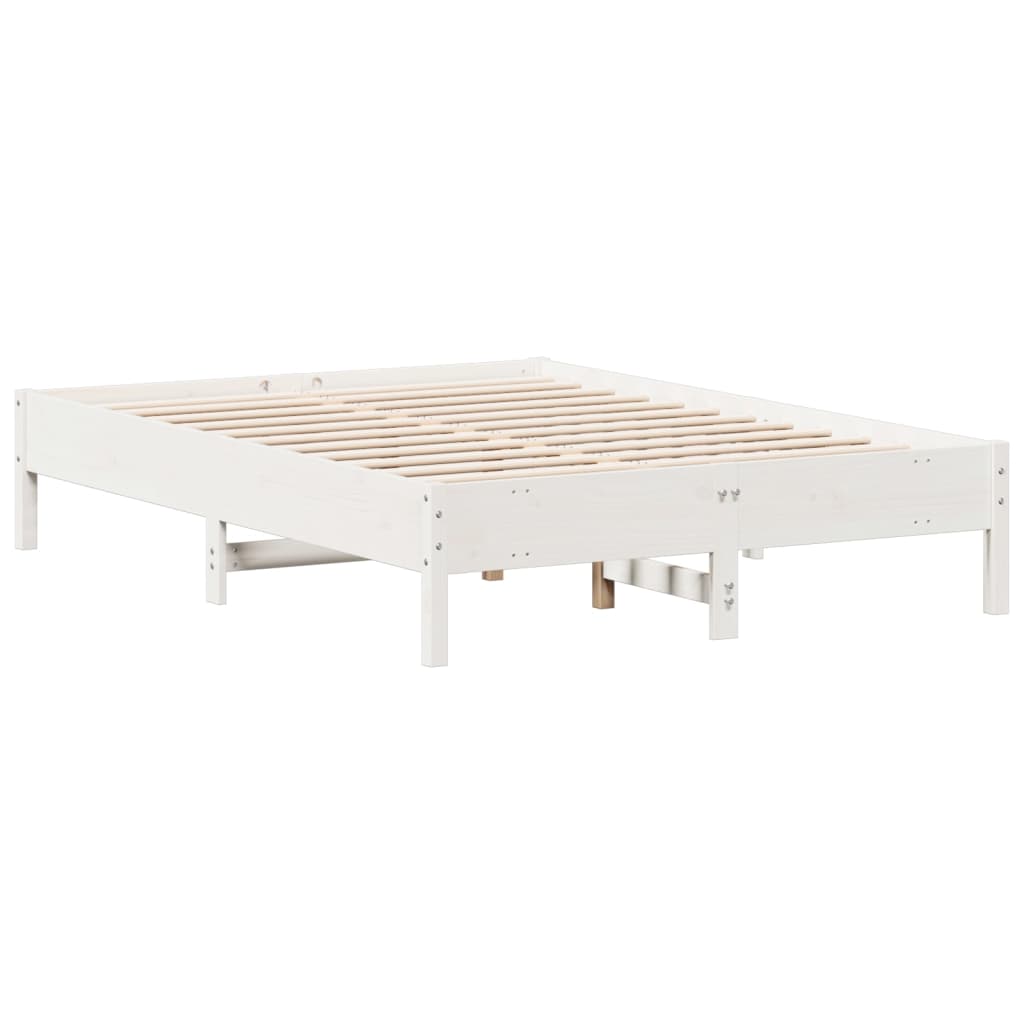 Bed Frame without Mattress White 135x190 cm Double Solid Wood Pine