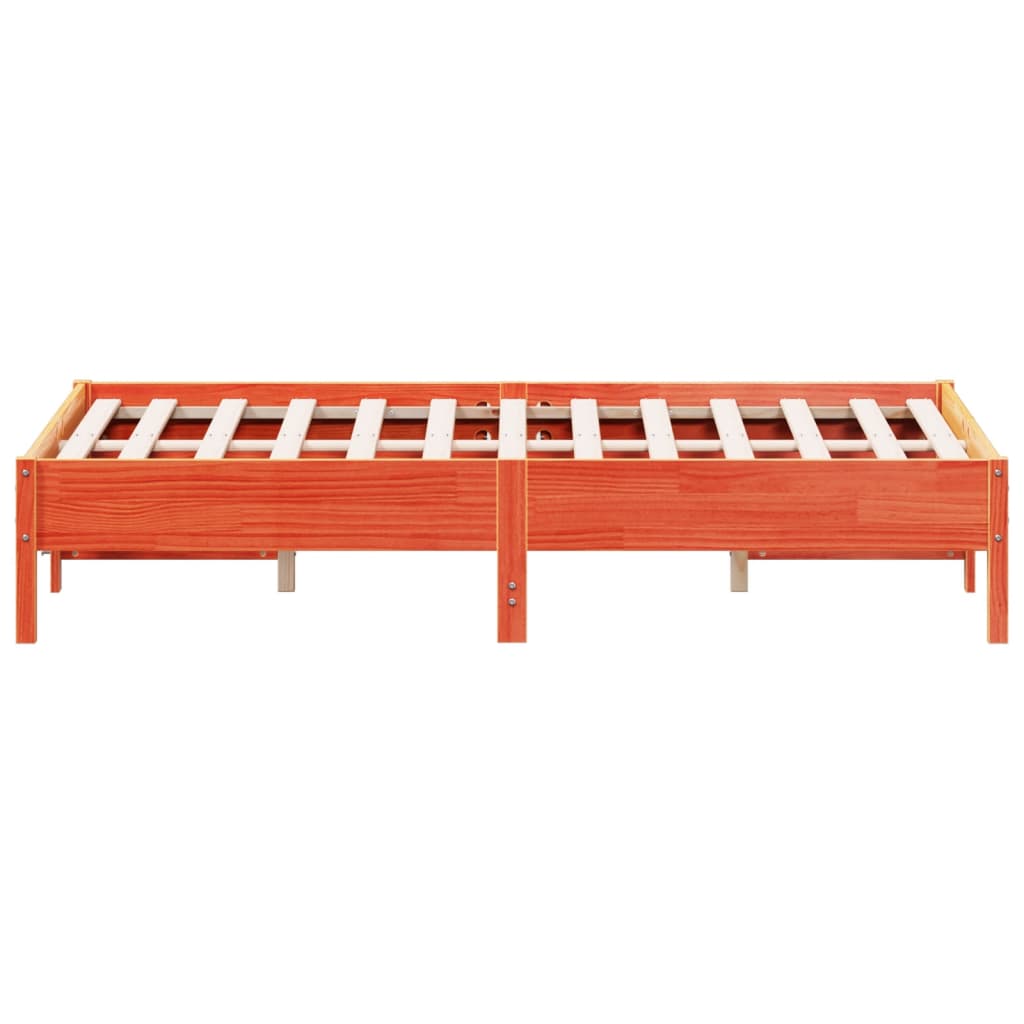 Bed Frame without Mattress Wax Brown 135x190 cm Double Solid Wood Pine
