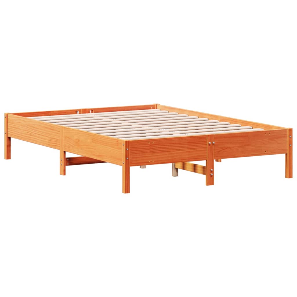 Bed Frame without Mattress Wax Brown 120x190 cm Small Double Solid Wood Pine