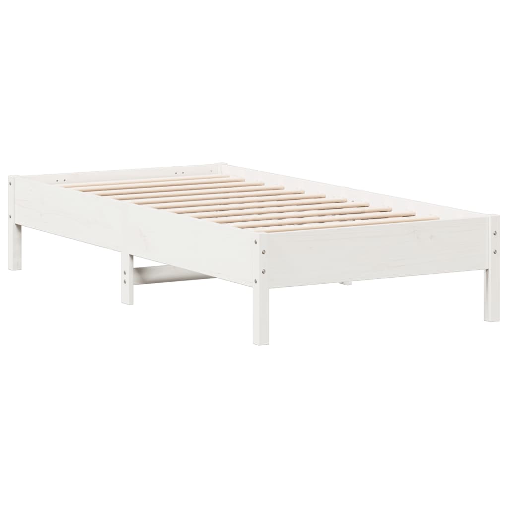 Bed Frame without Mattress White 90x190 cm Single Solid Wood Pine