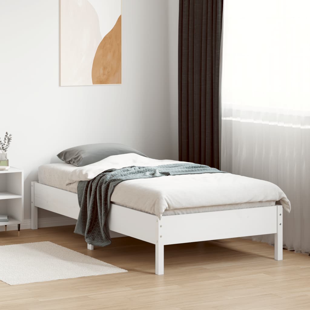 Bed Frame without Mattress White 90x190 cm Single Solid Wood Pine