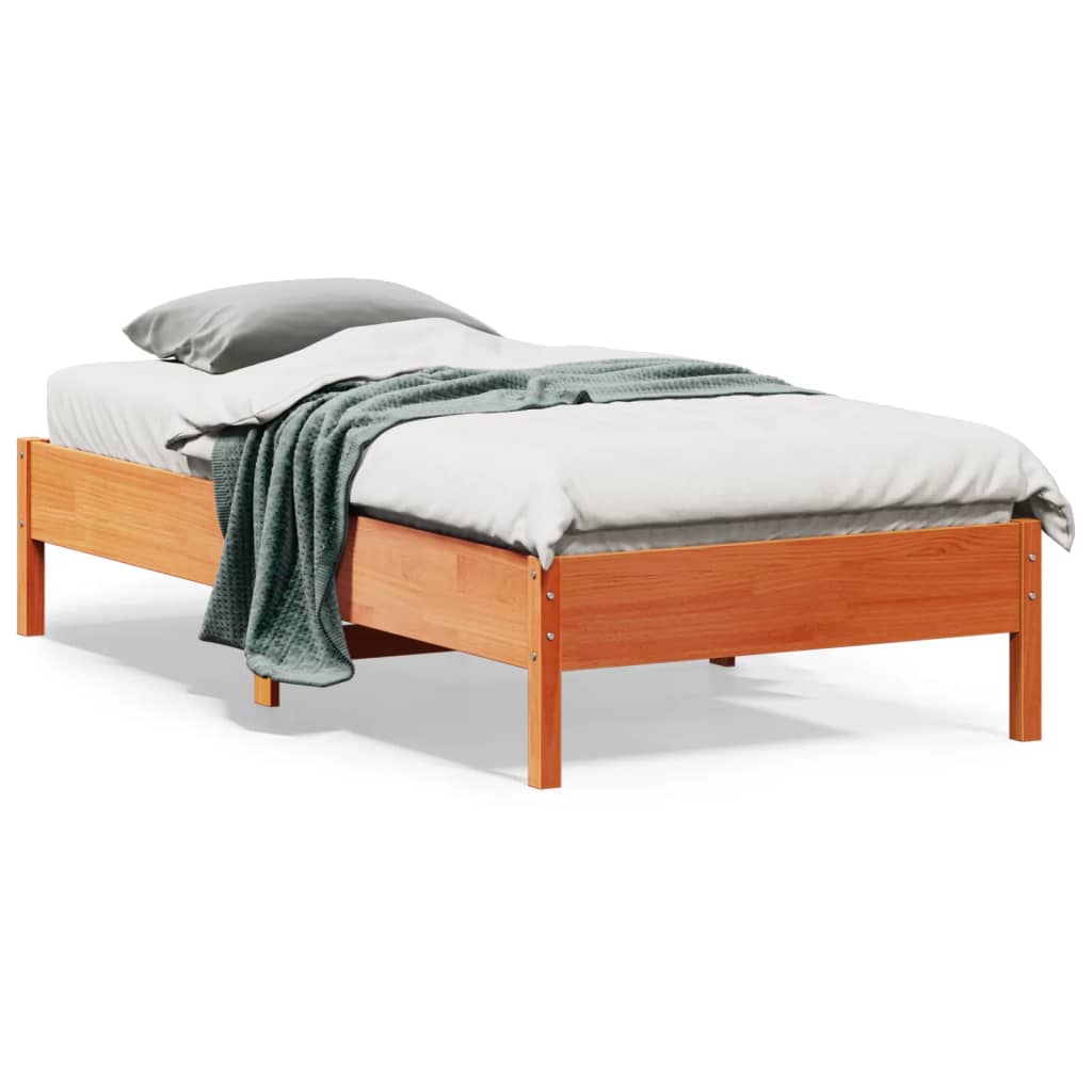 Bed Frame without Mattress Wax Brown 90x190 cm Single Solid Wood Pine