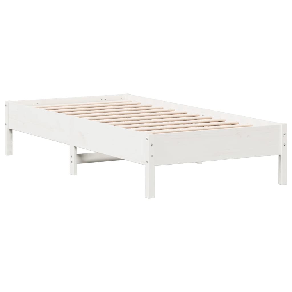 Bed Frame without Mattress White 75x190 cm Small Single Solid Wood Pine