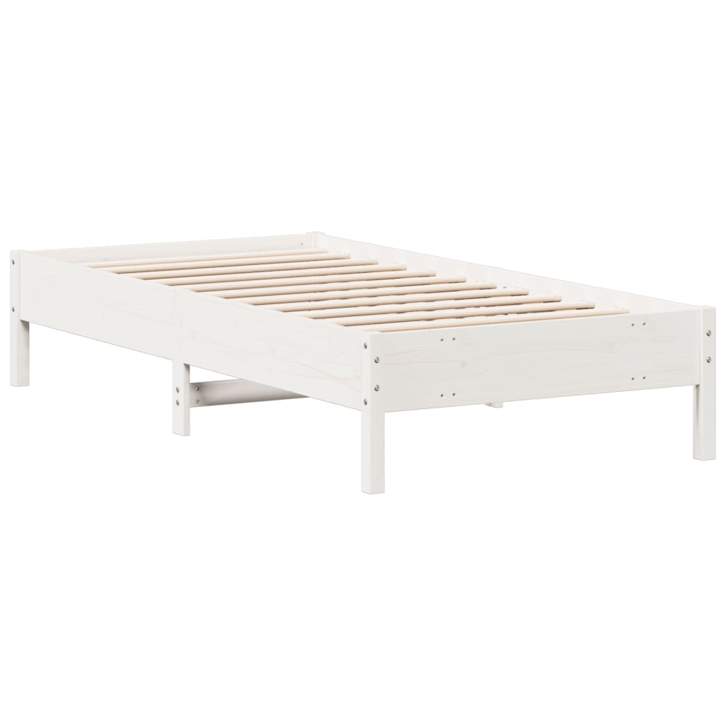 Bed Frame without Mattress White 75x190 cm Small Single Solid Wood Pine
