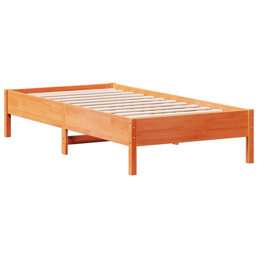 Bed Frame without Mattress Wax Brown 75x190 cm Small Single Solid Wood Pine