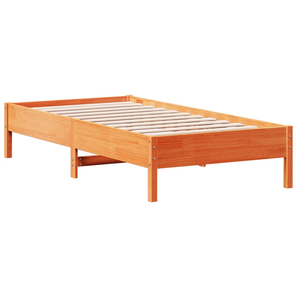 Bed Frame without Mattress Wax Brown 75x190 cm Small Single Solid Wood Pine