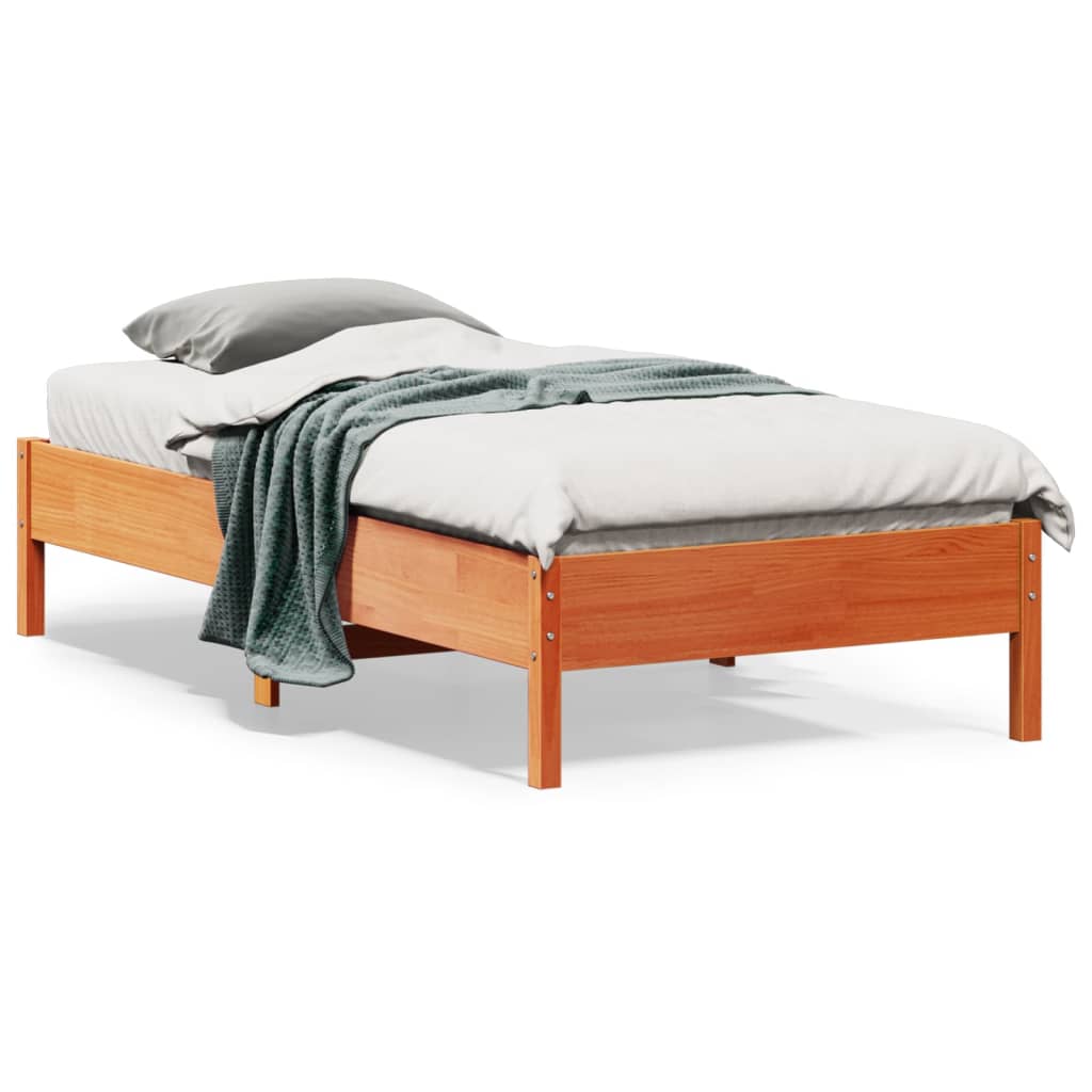 Bed Frame without Mattress Wax Brown 75x190 cm Small Single Solid Wood Pine