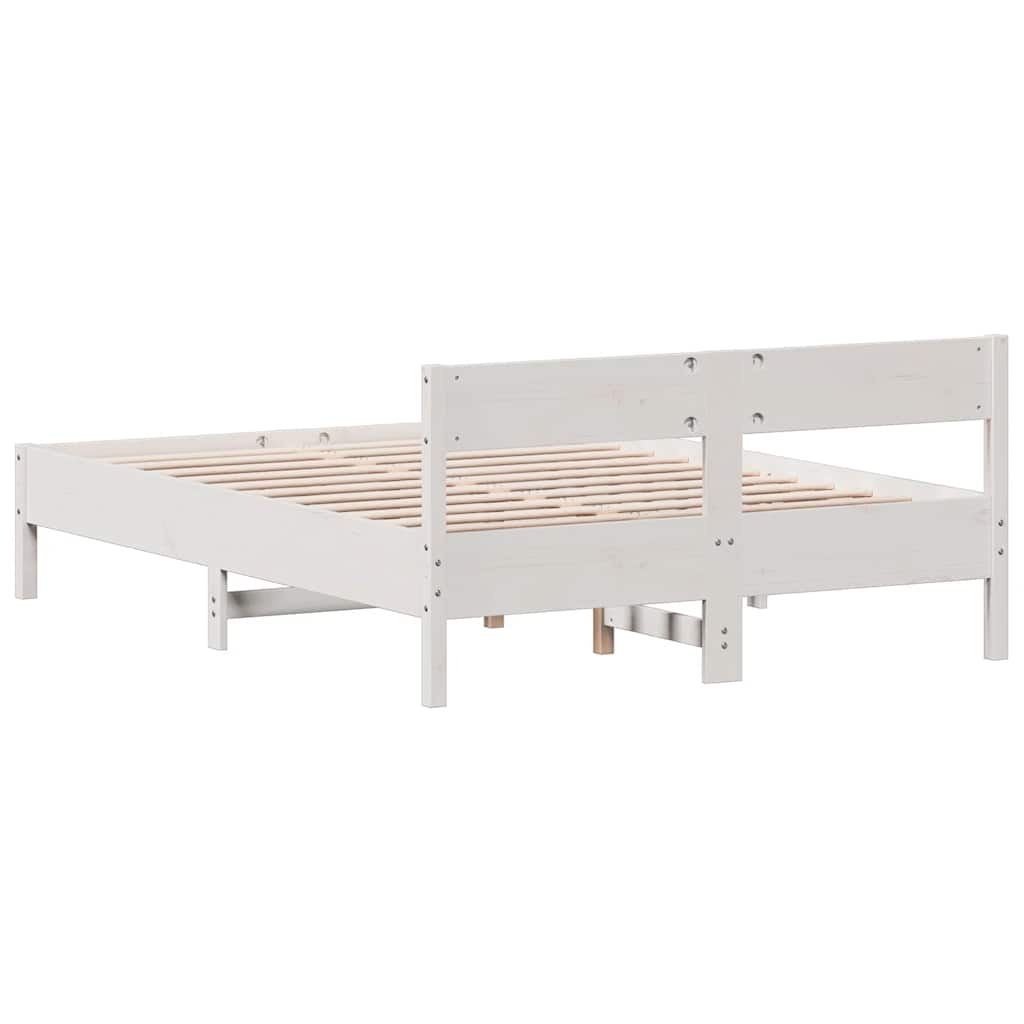 Bed Frame without Mattress White 150x200 cm King Size Solid Wood Pine
