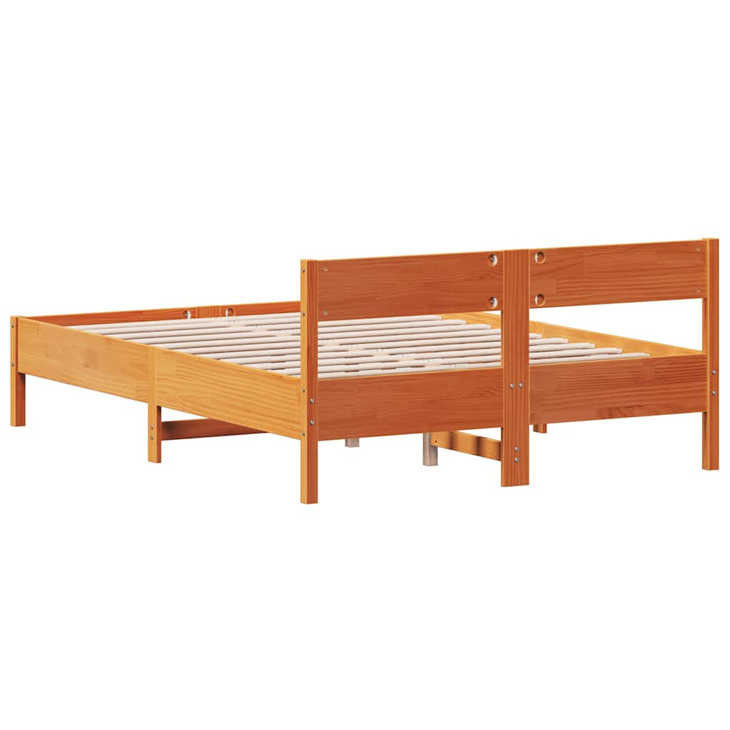 Bed Frame without Mattress Wax Brown 150x200 cm King Size Solid Wood Pine