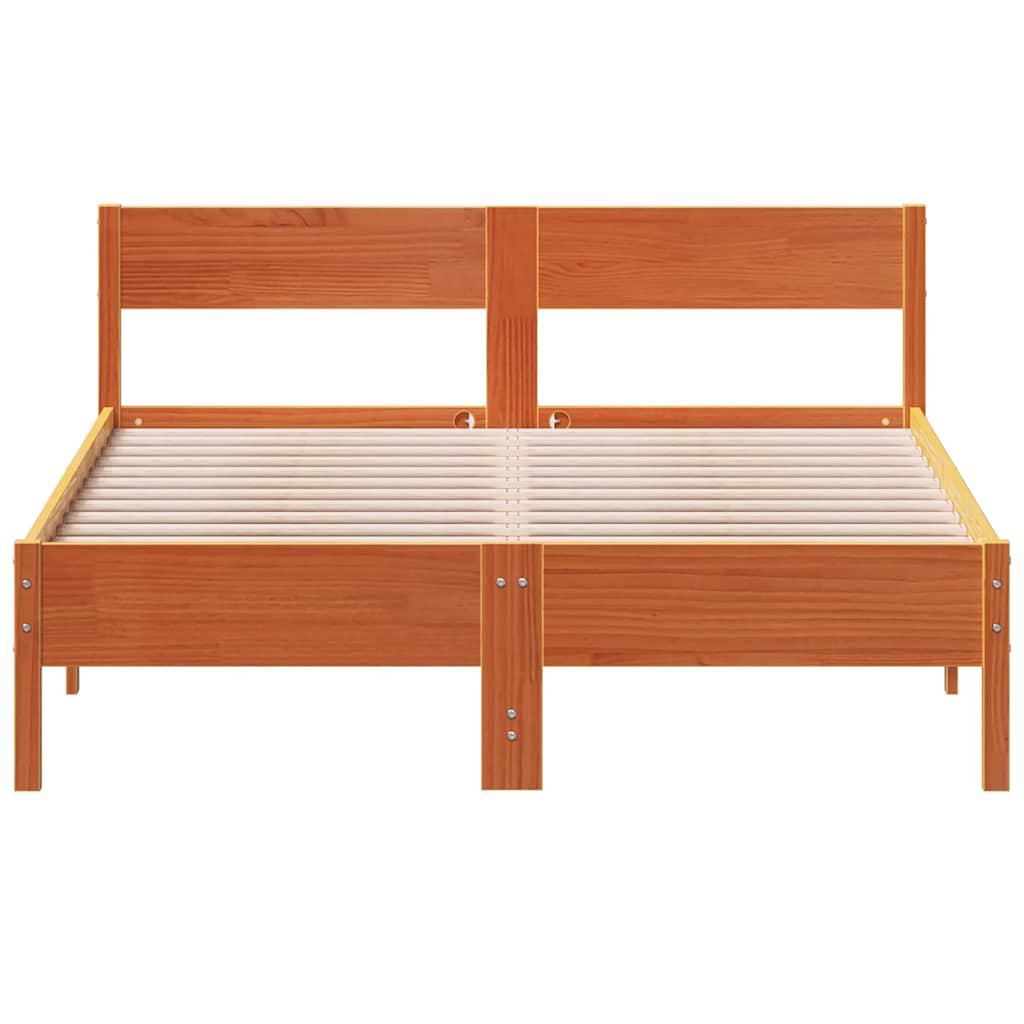 Bed Frame without Mattress Wax Brown 140x200 cm Solid Wood Pine