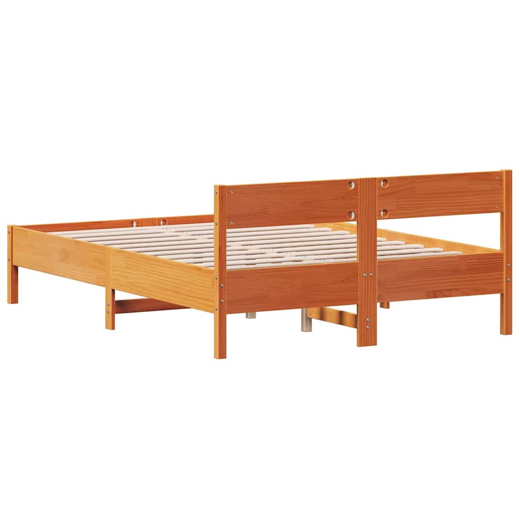 Bed Frame without Mattress Wax Brown 140x200 cm Solid Wood Pine