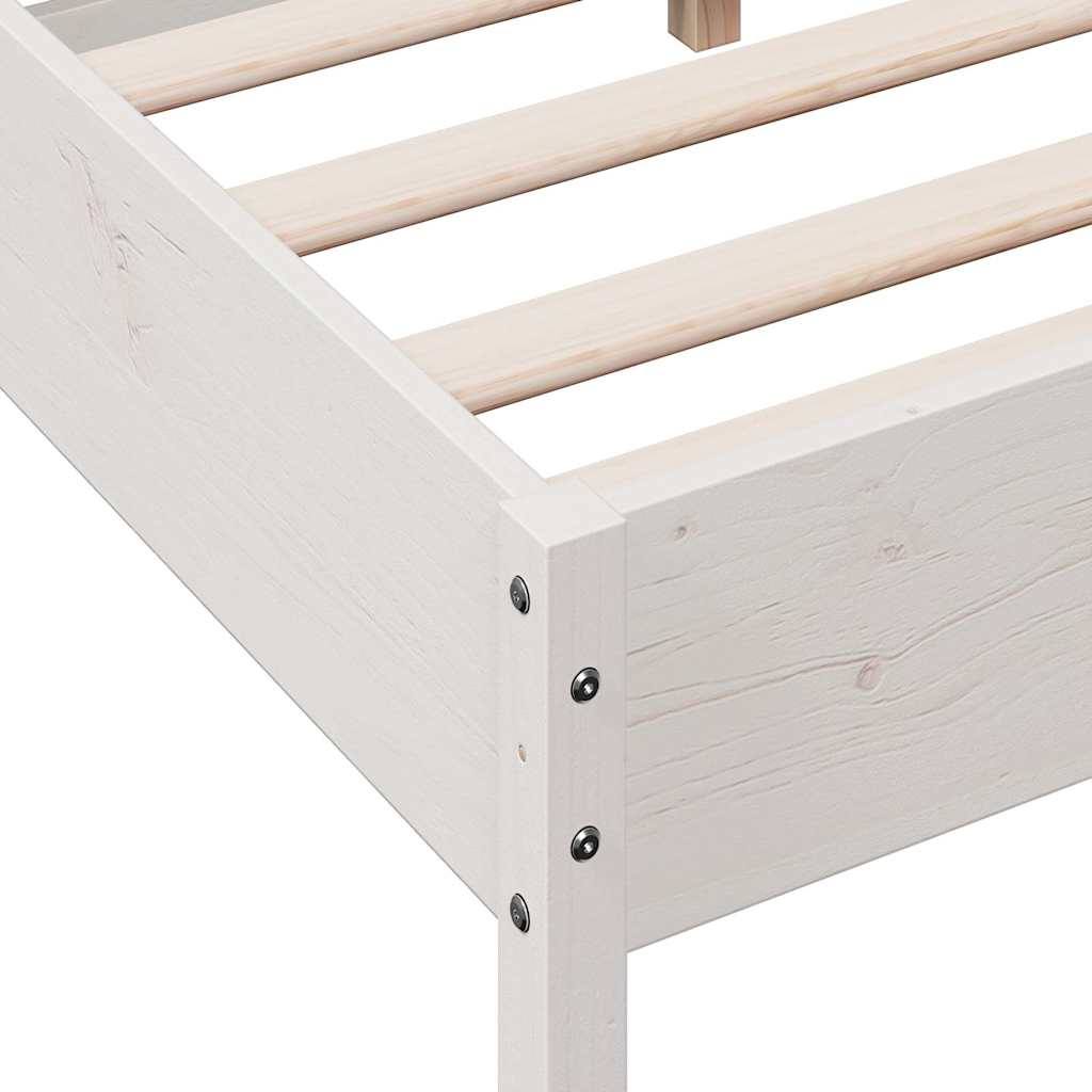 Bed Frame without Mattress White 120x200 cm Solid Wood Pine