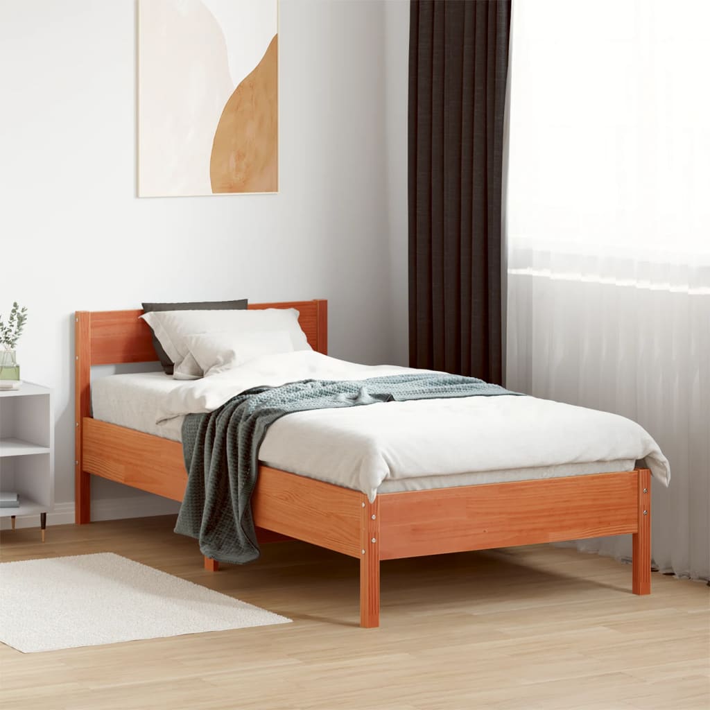 Bed Frame without Mattress Wax Brown 100x200 cm Solid Wood Pine